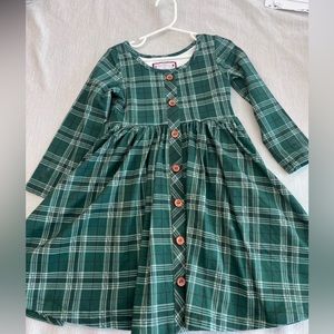 Green plaid long sleeve dress